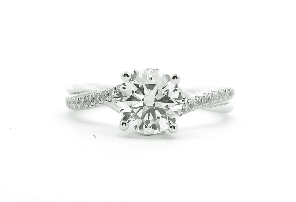 Engagement Rings 6 1.0ct lab-grown diamond engagement ring with a twisted band design in white gold