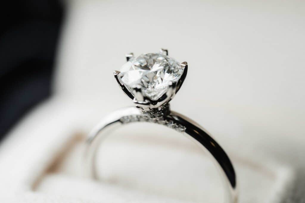 Engagement Rings 8 1.0ct heart-shaped engagement ring with six prong tips in a platinum setting.