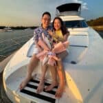 Successful proposal on a boat for the couple with Diamond Ateliers Ring